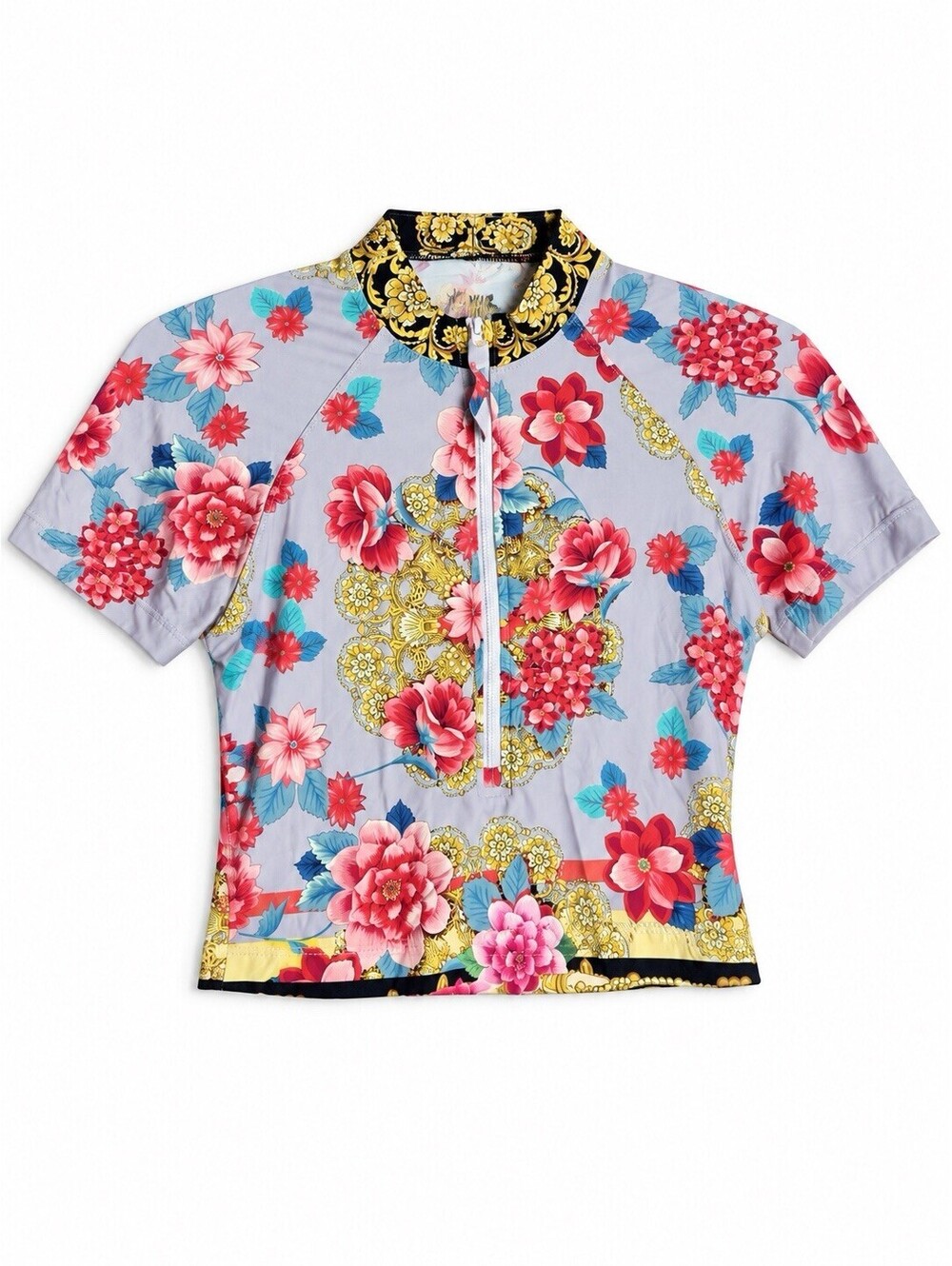 Johnny Was Roseum short-sleeve surf shirt